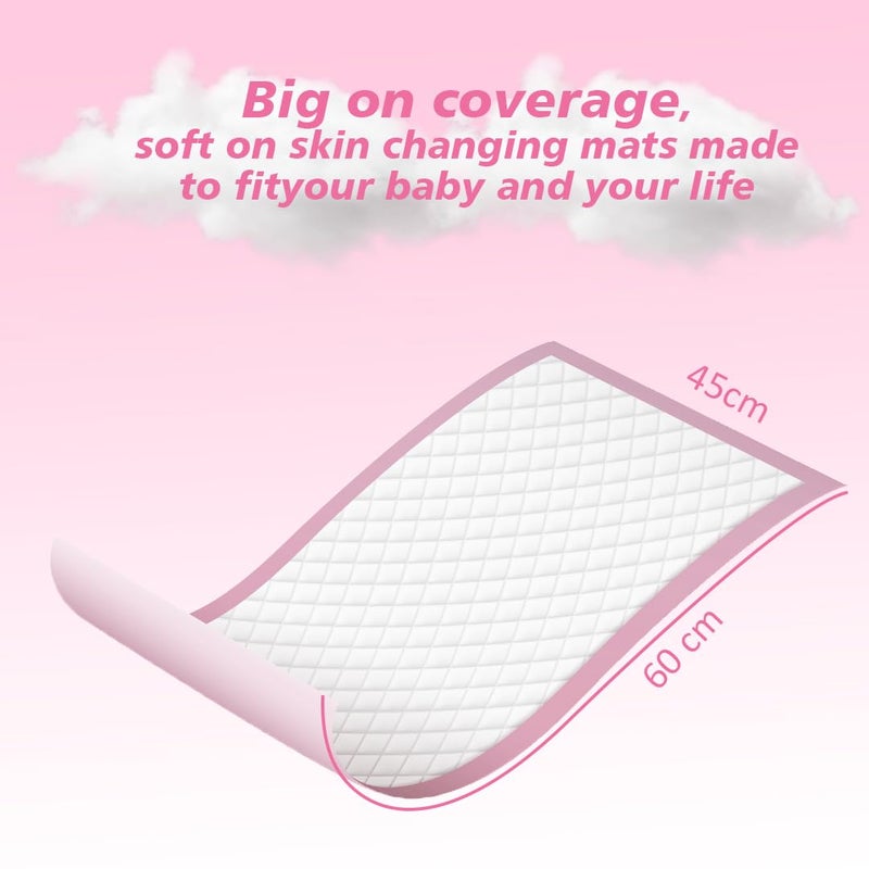 Cute 'n' Cuddle Disposable Changing Mats Pink (Pack Of 30) for Baby Soft Ultra Absorbent Waterproof Diaper Mess-Free Changing Mat Liners Baby Changing Mat Cover Bed Pads - Image 3