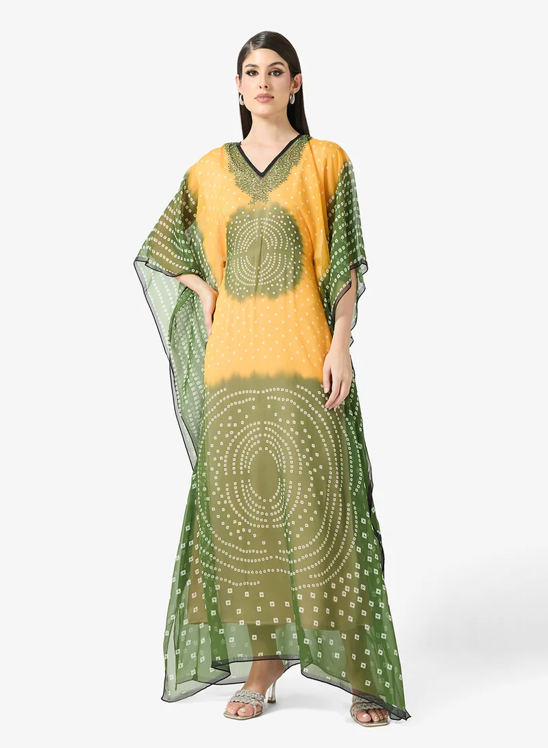 ارابيان كلوزيت Modern Bandhani Print Kaftan