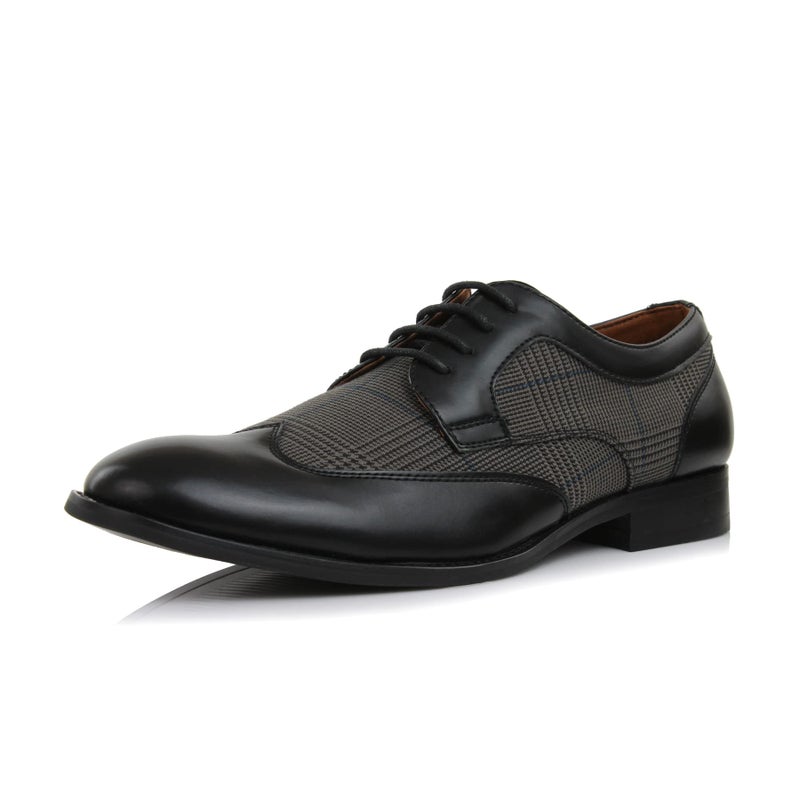 Ferro Aldo Julian MFA19266A Mens Wingtip Two Tone Oxford Plaid Spectator Dress Shoes Black Plaid Size 105