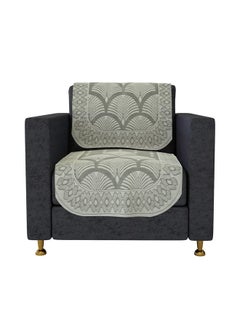 Kuber Industries Kuber Industries Sofa Cover | Cotton Net Rainbow Sofa Cover | 5-Seater Sofa Cover for Home Decor | Sofa cover Set for Living room | Cream  - Image 5