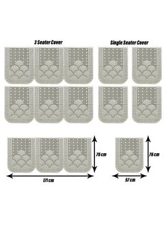 Kuber Industries Kuber Industries Sofa Cover | Cotton Net Rainbow Sofa Cover | 5-Seater Sofa Cover for Home Decor | Sofa cover Set for Living room | Cream  - Image 3