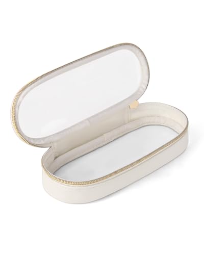 Soimeat Clear Travel Makeup Brush Holder Leather Makeup Brush Toiletry Bag Portable Cosmetic Brush Case Transparent Waterproof Makeup Brush Storage Bag White Large - Image 1