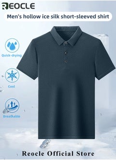 REOCLE Men's Polo Shirt Mesh Ice Silk Short-sleeved T-shirt Short Sleeve Sports Golf Tennis T-Shirt Casual Collared Summer Shirt Classic Polo Shirt  - Image 3