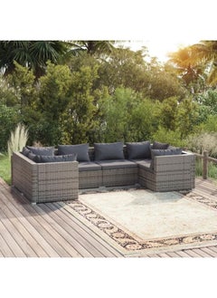 vidaXL 6 Piece Garden Lounge Set with Cushions Poly Rattan Grey - pzsku/Z013B8E01B499E870F536Z/45/_/1696250341/8d427ff4-7ead-4177-bb48-052cfed5f2a7