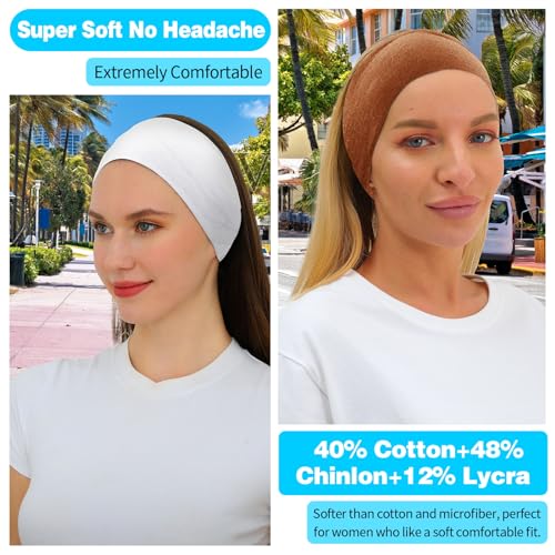 RITOPER Headbands for Women Non Slip, Wide Workout Headband Cotton Black White Head Bands Hair Bands for Women's Hair, Thick Headbands for Yoga, Running, Spa Day, Party, Travel, Fashion - Image 4