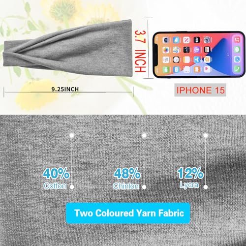 RITOPER Headbands for Women Non Slip, Wide Workout Headband Cotton Black White Head Bands Hair Bands for Women's Hair, Thick Headbands for Yoga, Running, Spa Day, Party, Travel, Fashion - Image 2