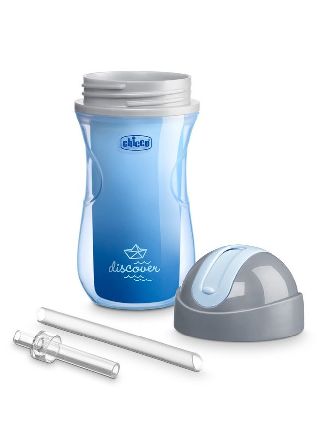 Chicco Chicco Double-Wall Insulated Flip-Top Sippy Cup with Silicone Straw and Spill-Free Lid 9oz.| Top-Rack Dishwasher Safe | Easy to Hold with Ergonomic Indents | Blue Discover/Teal, 2pk | 12+ month  - Image 5