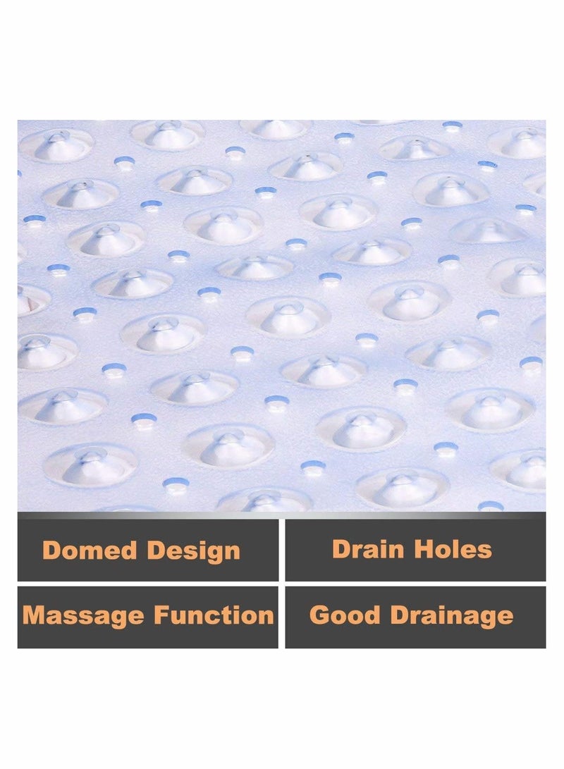 Square Shower Mat Non Slip Anti Mould Machine Washable Bathtub Mat with Suction Cup Safety Bath Mat, Antibacterial Rubber Kids Shower Mat with Drain Holes, 53 × 53cm, Transparent White - Image 5