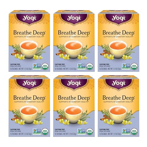 Yogi Tea Breathe Deep Tea 16 Tea Bags per Pack 6 Packs Organic Respiratory Tea Supports Respiratory Health Includes Licorice Root Eucalyptus Leaf Ginger Root Cinnamon Bark - Image 1