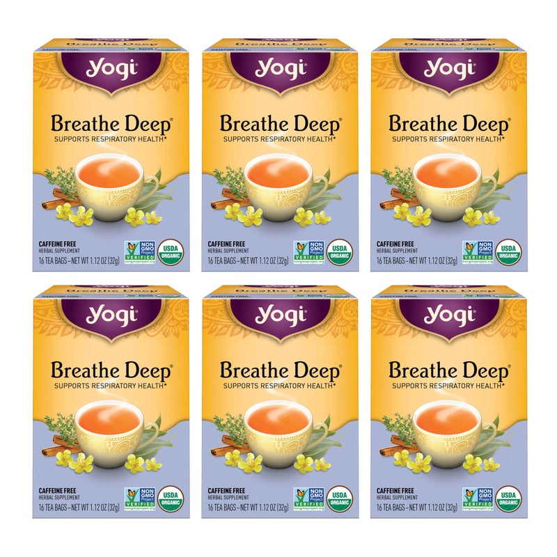 Yogi Tea Breathe Deep Tea 16 Tea Bags per Pack 6 Packs Organic Respiratory Tea Supports Respiratory Health Includes Licorice Root Eucalyptus Leaf Ginger Root Cinnamon Bark - Image 2