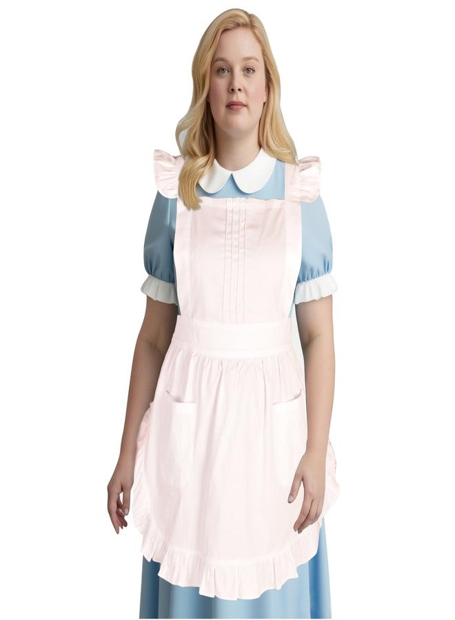 Love Potato Plus Size Ruffle Apron, Vintage Style with Adjustable Cross-Back Straps, 5 Colors, 26 x 30 inches (White)