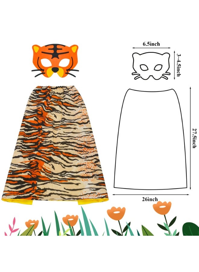 NajmStyle Tiger Costume Kids Skin Print Animal Cape and Mask for Kids Dress Up Costume Birthday Party Gifts for Jungle Theme Party Supplies Cosplay Stage Performance - Image 4