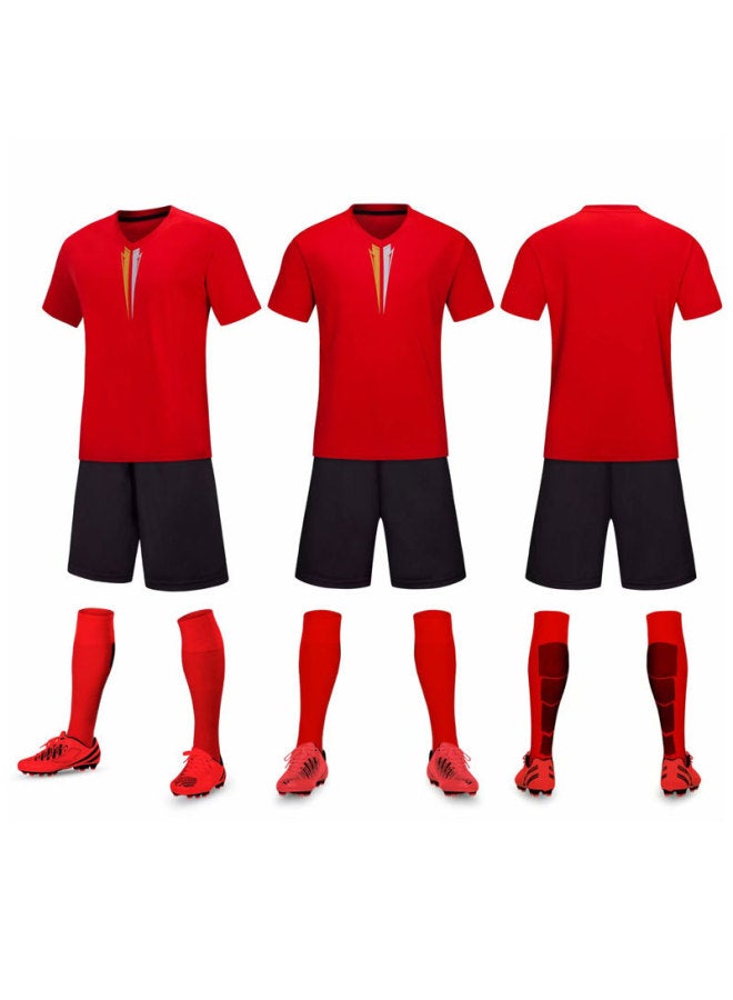 Red 2 6099 Light Board Children's Football Clothes Suit Adult Students Boys And Girls School Competition Team Training Clothes Group Purchase Custom Ball
