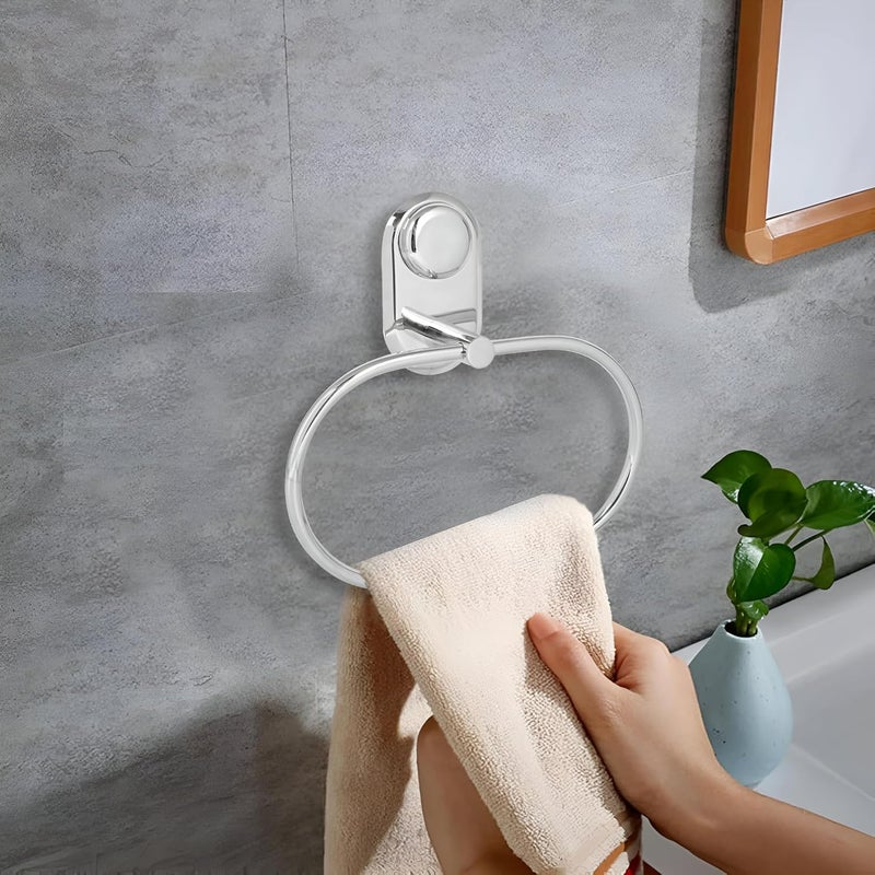 Pivalo Pivalo Stainless Steel Towel Ring Oval Hand Towels Hanger Napkin Holder Stand Bathroom Accessories for Kitchen Home & Wash Basin (Pack of 1)  - Image 1