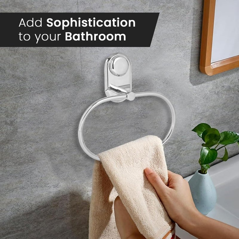 Pivalo Pivalo Stainless Steel Towel Ring Oval Hand Towels Hanger Napkin Holder Stand Bathroom Accessories for Kitchen Home & Wash Basin (Pack of 1)  - Image 3