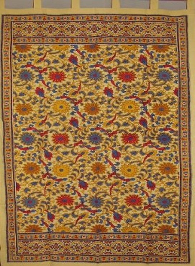 India Arts Sunflower Tab Top Curtain-Drape-Door Panel-Lemon Yellow - Image 1