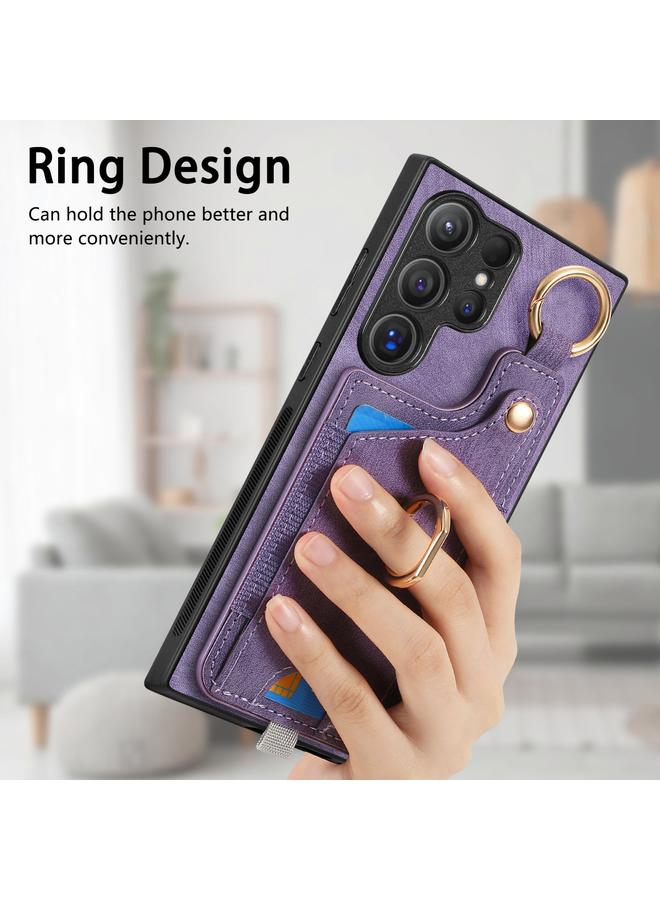 إيروريكس جراب لهاتف Samsung Galaxy S23 Ultra 5G بتصميم كلاسيكي مع حلقة تعليق وحقيبة بطاقات - Image 5