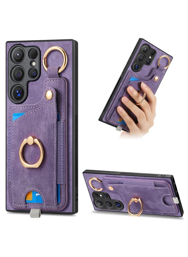 إيروريكس جراب لهاتف Samsung Galaxy S23 Ultra 5G بتصميم كلاسيكي مع حلقة تعليق وحقيبة بطاقات - Image 1