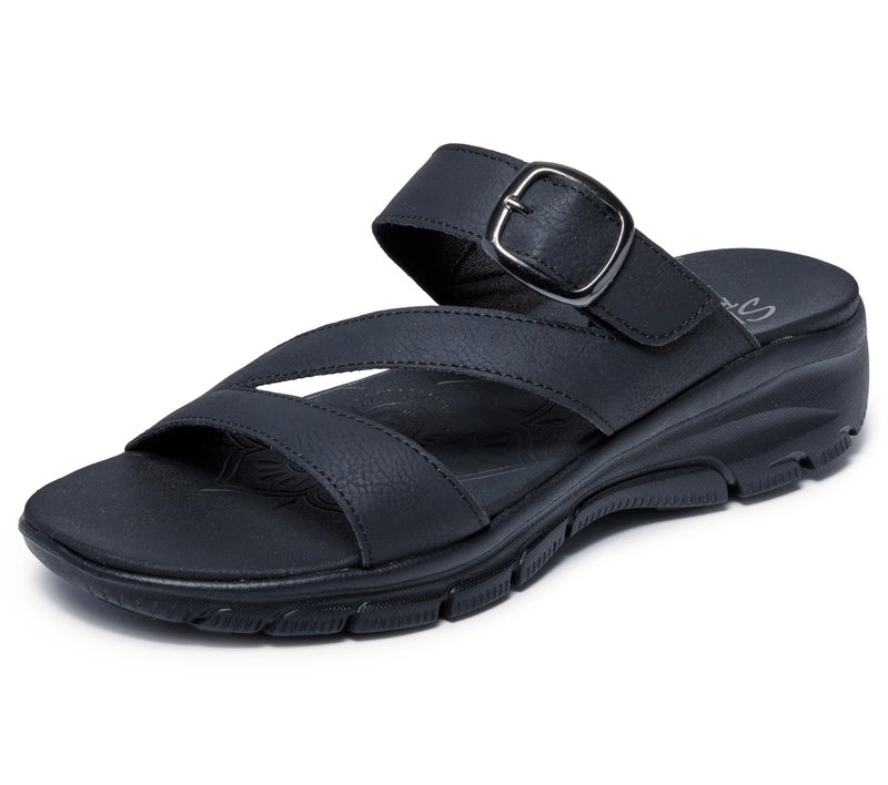 Skechers Women's EASY GOING - SLIDE ON BY casual sandal, Black/Black 10 M - Image 4