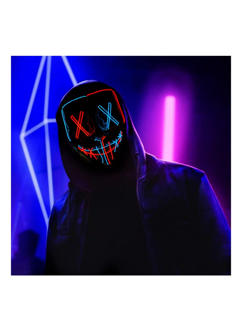 SYOSI - Party LED Masks,  Halloween Mask,Scary Mask,LED Lighted Face Transforming Mask, Mask Neon Horror Fun Mask Adult Fancy Dress for Carnivals,Masquerades and Cosplay Costume Parties(Red+Ice Blue) - Image 1