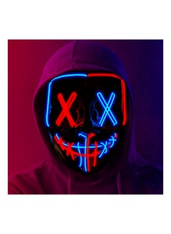 Party LED Masks,  Halloween Mask,Scary Mask,LED Lighted Face Transforming Mask, Mask Neon Horror Fun Mask Adult Fancy Dress for Carnivals,Masquerades and Cosplay Costume Parties(Red+Ice Blue)