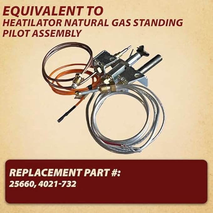 4021-732 NATURAL GAS STANDING PILOT BURNER ASSEMBLY FOR HEATILATOR & HEAT-N-GLO GAS FIREPLACES 25660, 4021-732 - Image 3