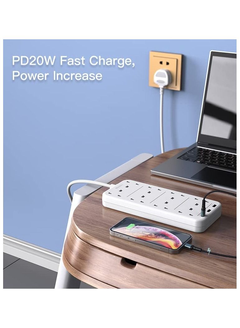 Yesido مقبس طاقة YESIDO بسعة 3250 واط مع 8 منافذ تكييف هواء و 2 متر مع منافذ شحن سريعة PD و QC USB. - Image 3