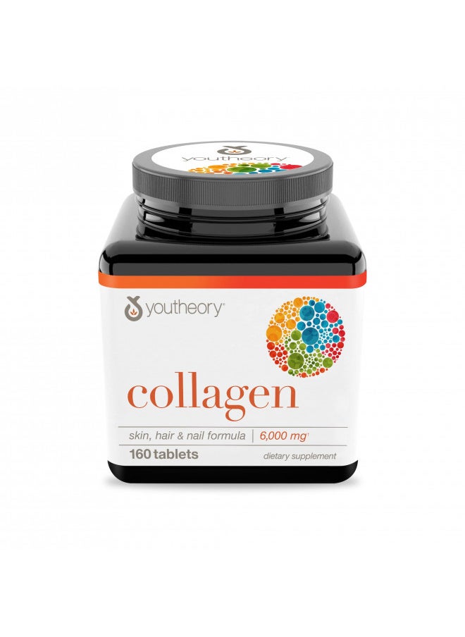 youtheory Collagen with Vitamin C, Advanced Hydrolyzed Formula for Optimal Absorption, Skin, Hair, Nails and Joint Support, 160 Supplements  - Image 1