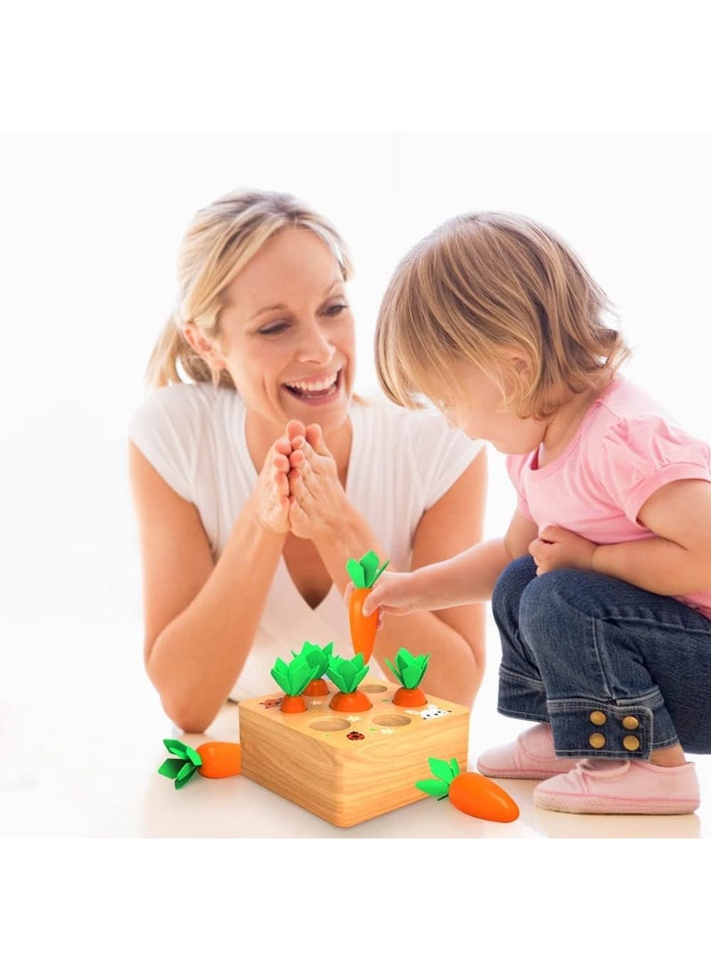 MAGIC VAULT Montessori Toys for Babies 6-12 Months, Wooden Toys Developmental Shape Sorting & Matching Puzzle Carrots Harvest Game, Birthday Gifts for Toddlers Babies Boys and Girls - Image 2