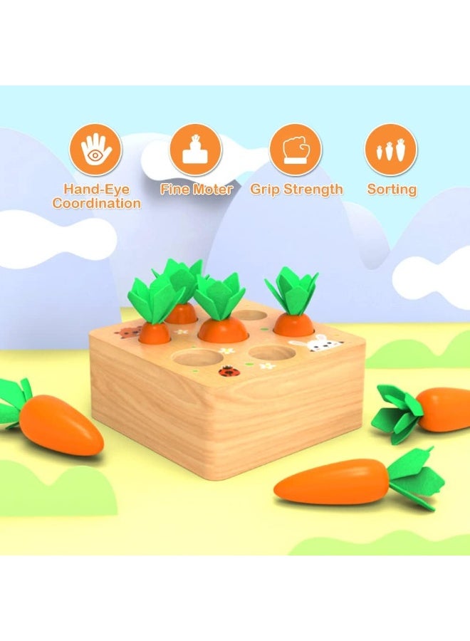 MAGIC VAULT Montessori Toys for Babies 6-12 Months, Wooden Toys Developmental Shape Sorting & Matching Puzzle Carrots Harvest Game, Birthday Gifts for Toddlers Babies Boys and Girls - Image 4
