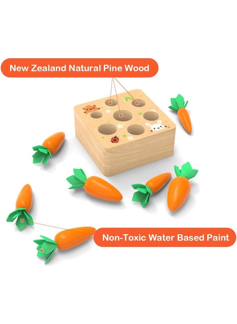 MAGIC VAULT Montessori Toys for Babies 6-12 Months, Wooden Toys Developmental Shape Sorting & Matching Puzzle Carrots Harvest Game, Birthday Gifts for Toddlers Babies Boys and Girls - Image 5