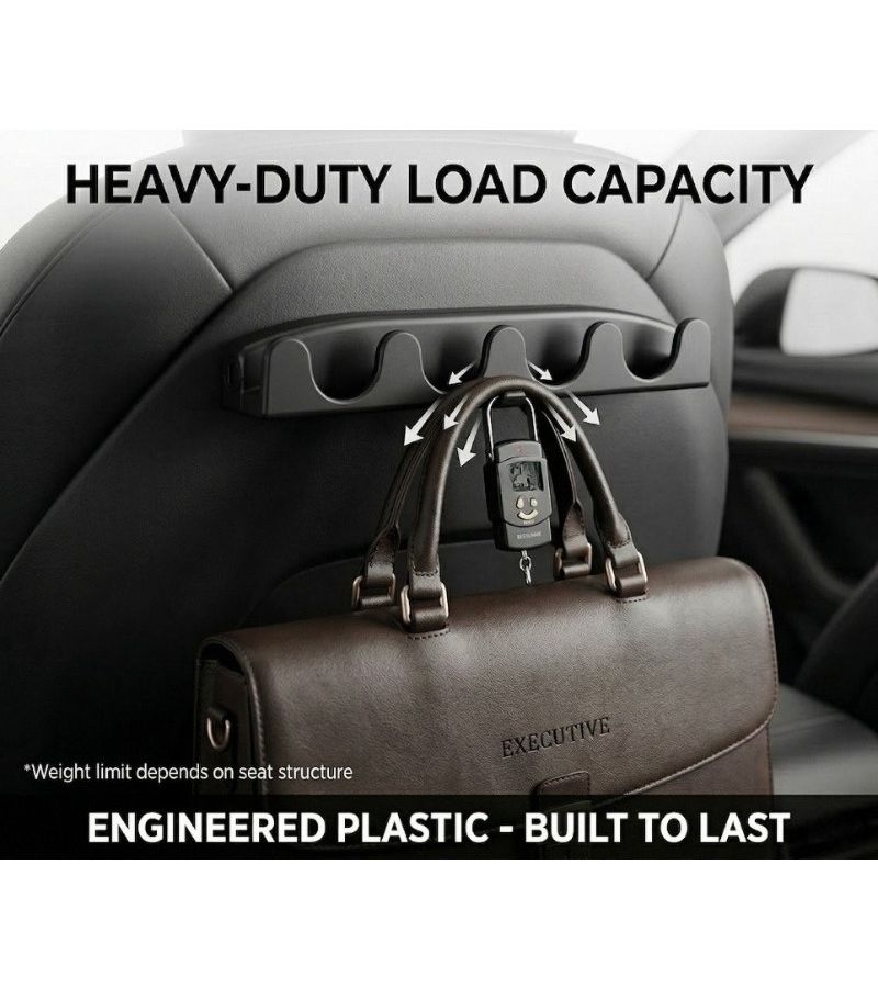 Set Of 2 Black Creative Car Seat Headrest Organizers For Tesla Models 2021 To 2025 Storage Solution For Bags Keys And Groceries - Image 5