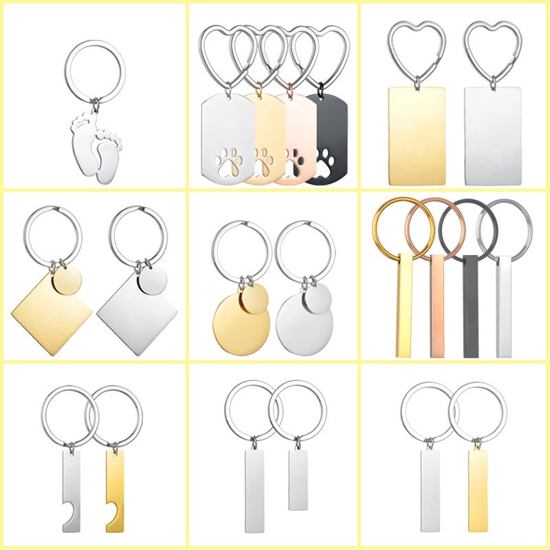 Stainless Steel Engrable Keychain Simple Glossy Multi-Style Military Brand Pendant Diy Small Batch Logo Production - Image 2