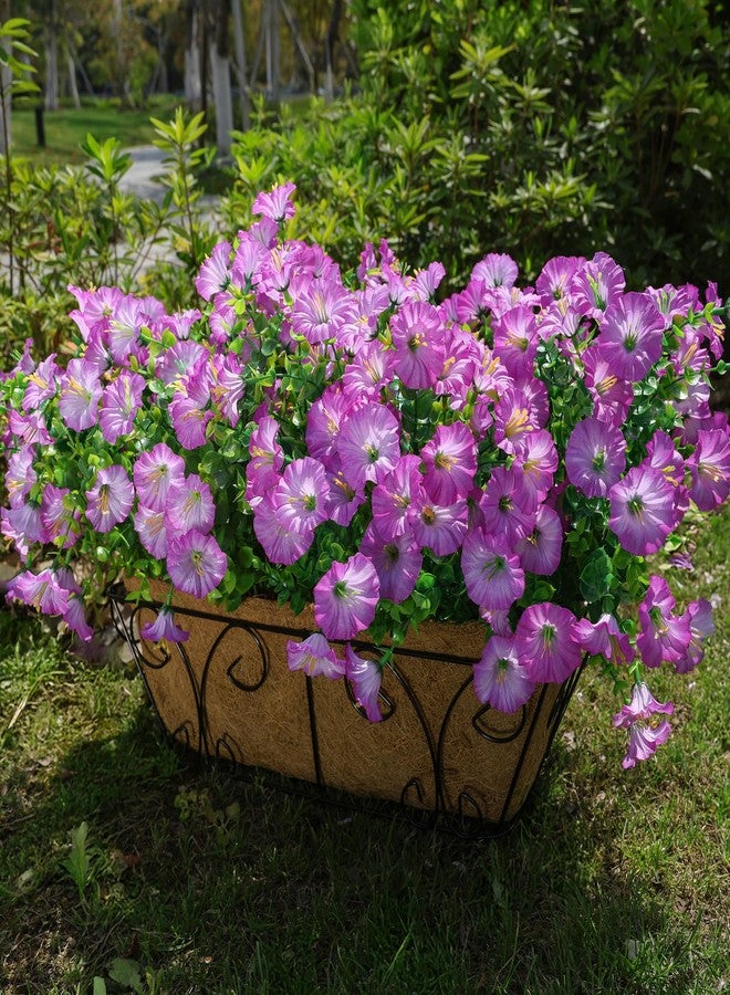 HyeFlora Artificial Flowers for Outdoors Spring Decoration, 12 Bundles Fake Silk Outside Purple Morning Glory UV Resistant Look Real Faux Plants for Planter Front Door Porch Patio Yard Gardens Balcony - Image 2