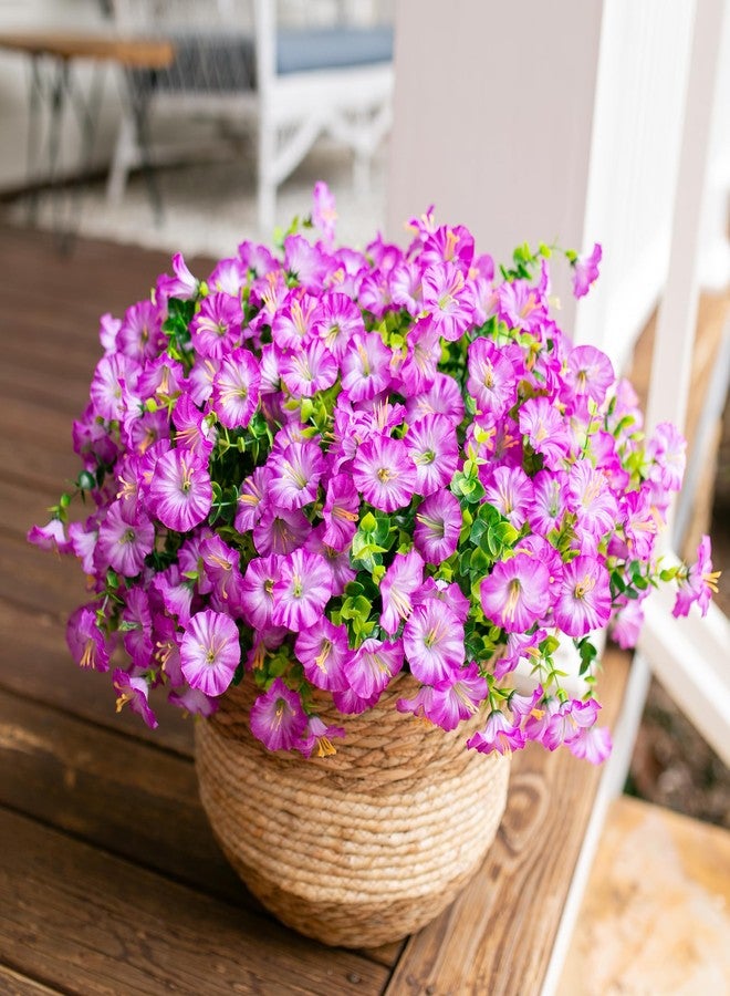 HyeFlora Artificial Flowers for Outdoors Spring Decoration, 12 Bundles Fake Silk Outside Purple Morning Glory UV Resistant Look Real Faux Plants for Planter Front Door Porch Patio Yard Gardens Balcony - Image 4