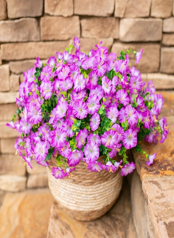 HyeFlora Artificial Flowers for Outdoors Spring Decoration, 12 Bundles Fake Silk Outside Purple Morning Glory UV Resistant Look Real Faux Plants for Planter Front Door Porch Patio Yard Gardens Balcony - Image 3