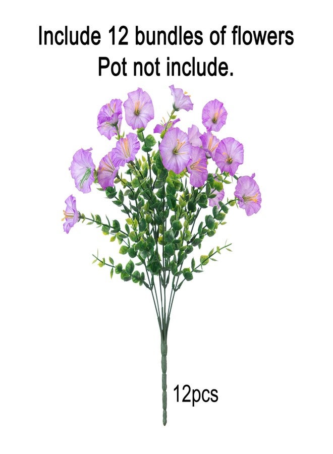 HyeFlora Artificial Flowers for Outdoors Spring Decoration, 12 Bundles Fake Silk Outside Purple Morning Glory UV Resistant Look Real Faux Plants for Planter Front Door Porch Patio Yard Gardens Balcony - Image 5