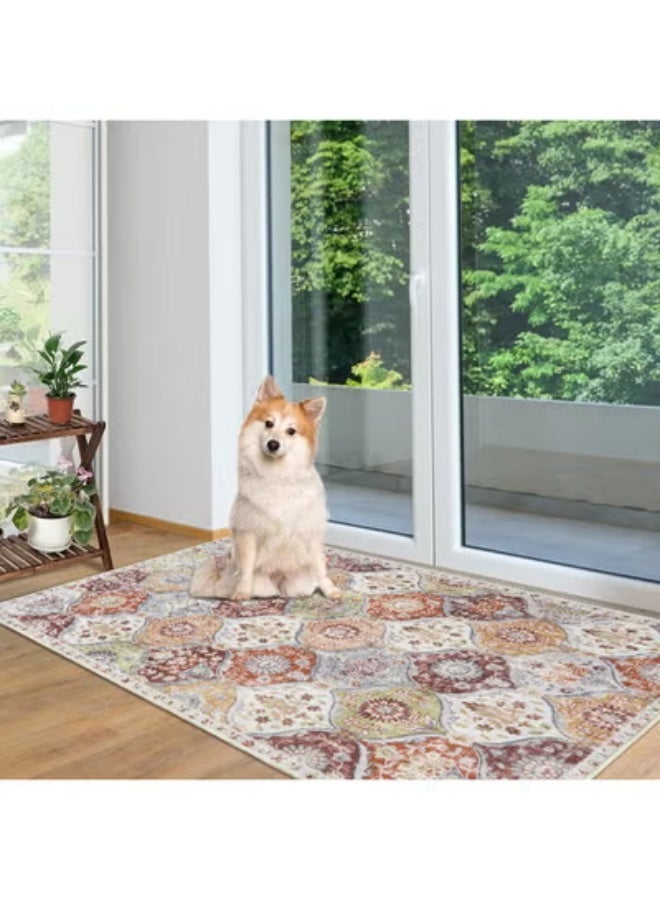 LEFAFA Area Rugs for Living Room, Moroccan Trellis Washable Small Area Rug, Non-slip Oriental Accent Throw Carpet for Kitchen, Office, Entryway Bathroom, Bedroom, Dining Room - Image 5