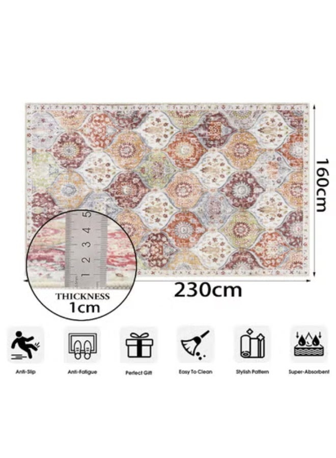 LEFAFA Area Rugs for Living Room, Moroccan Trellis Washable Small Area Rug, Non-slip Oriental Accent Throw Carpet for Kitchen, Office, Entryway Bathroom, Bedroom, Dining Room - Image 2