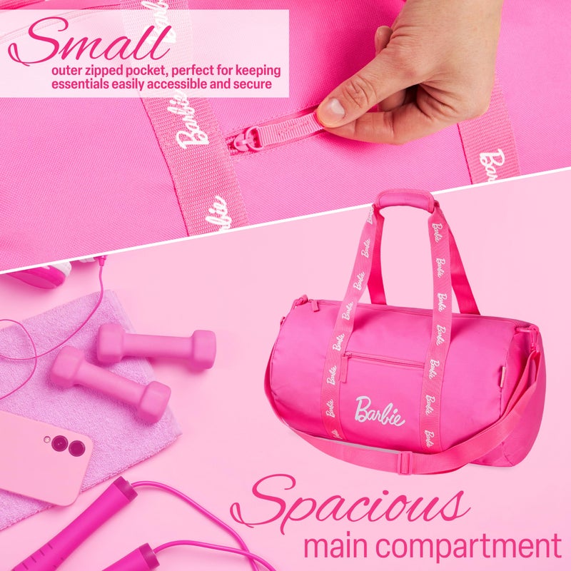 Barbie Duffle Bag Sports Kids Teens Women Dance or Gym Bag Durable Overnight Weekend Bag Travel Holiday with Zipped Pockets - Image 3
