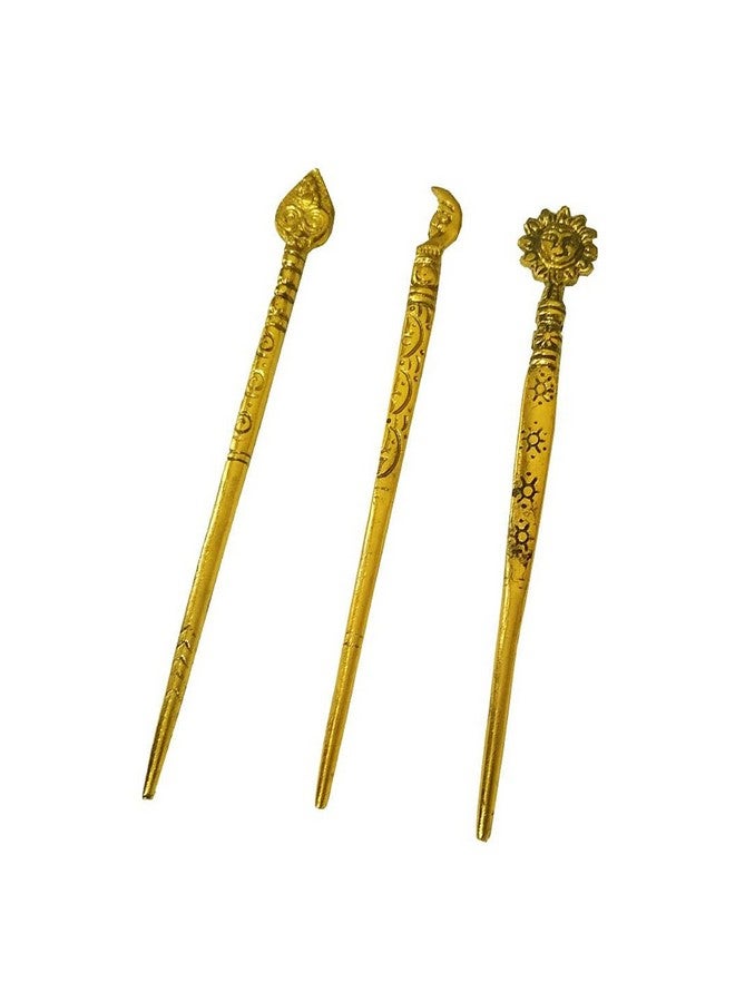 Salvus App SOLUTIONS Beautiful oxidised Metal Work Golden Hair Stick for Girls-Set of 3, Juda Stick for Women, Juda Pin (Assorted) - Image 3