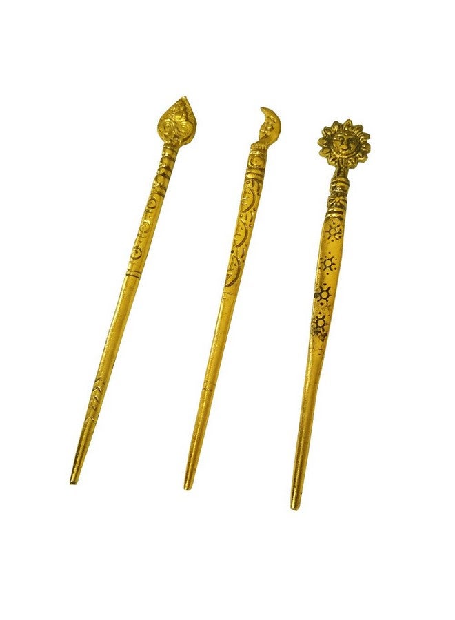 Salvus App SOLUTIONS Beautiful oxidised Metal Work Golden Hair Stick for Girls-Set of 3, Juda Stick for Women, Juda Pin (Assorted) - Image 1