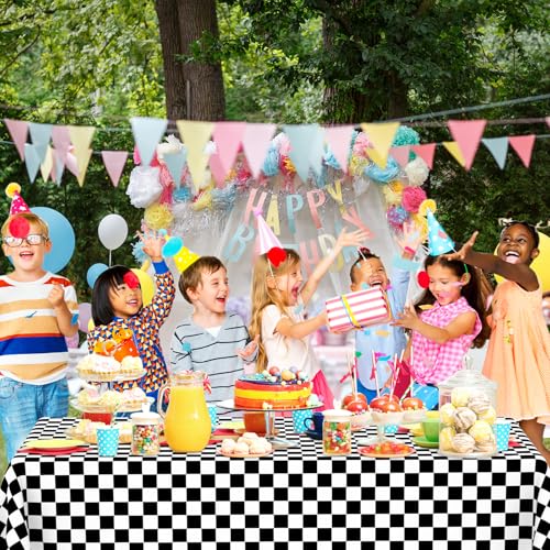 WNINK 2 Pack Black and White Gingham Tablecloth Rectangular Buffalo Checkered Tablecloths Disposable Plastic Plaid Table Cover for Parties, Outdoor Picnic, Birthday, Wedding, Camping 54 × 108 Inch - Image 2