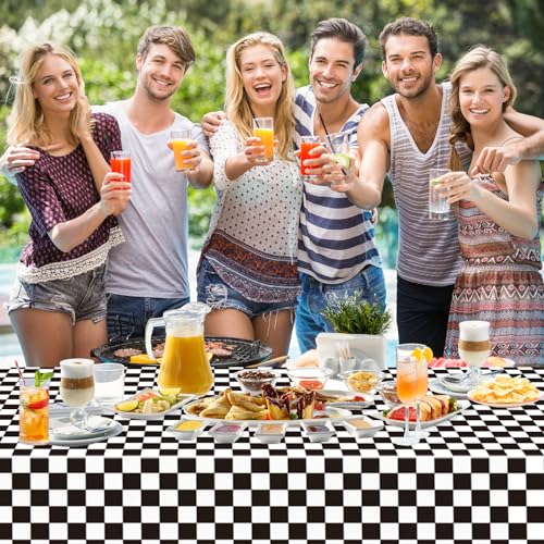 WNINK 2 Pack Black and White Gingham Tablecloth Rectangular Buffalo Checkered Tablecloths Disposable Plastic Plaid Table Cover for Parties, Outdoor Picnic, Birthday, Wedding, Camping 54 × 108 Inch - Image 3