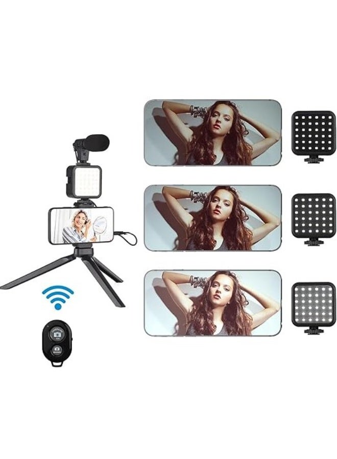 5-in-1 Vlog Selfie Stick and Tripod with LED Light, Microphone, and Controller - Image 3