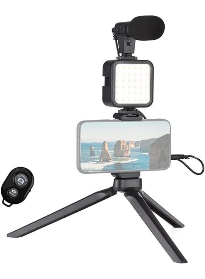 5-in-1 Vlog Selfie Stick and Tripod with LED Light, Microphone, and Controller - Image 2