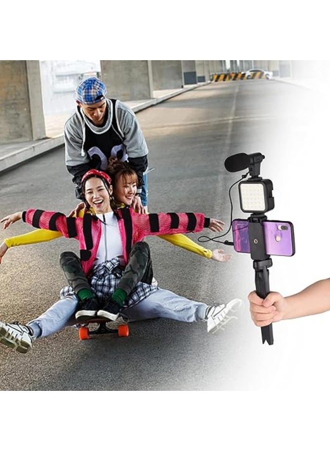 5-in-1 Vlog Selfie Stick and Tripod with LED Light, Microphone, and Controller - Image 4