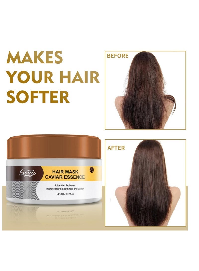 Captaintech Hair Mask, Hydrating Hair Mask, Argan Oil Collagen Hair Mask, Keratin Hair Mask Deep Conditioner, for Dry Hair, Damaged Hair, Curly or Straight Thin Fine Hair (100ml) - Image 3