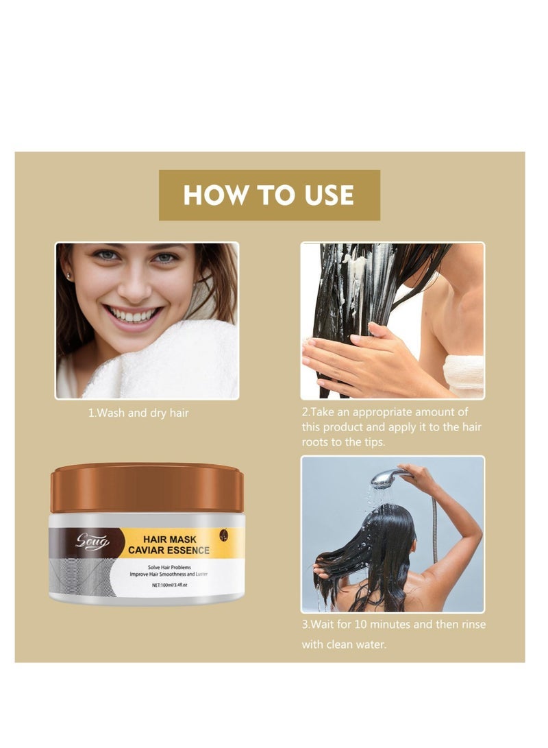 Captaintech Hair Mask, Hydrating Hair Mask, Argan Oil Collagen Hair Mask, Keratin Hair Mask Deep Conditioner, for Dry Hair, Damaged Hair, Curly or Straight Thin Fine Hair (100ml) - Image 4