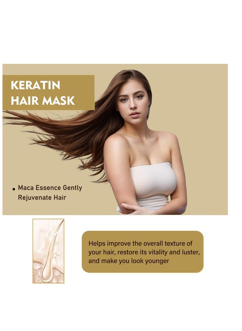 Captaintech Hair Mask, Hydrating Hair Mask, Argan Oil Collagen Hair Mask, Keratin Hair Mask Deep Conditioner, for Dry Hair, Damaged Hair, Curly or Straight Thin Fine Hair (100ml) - Image 5